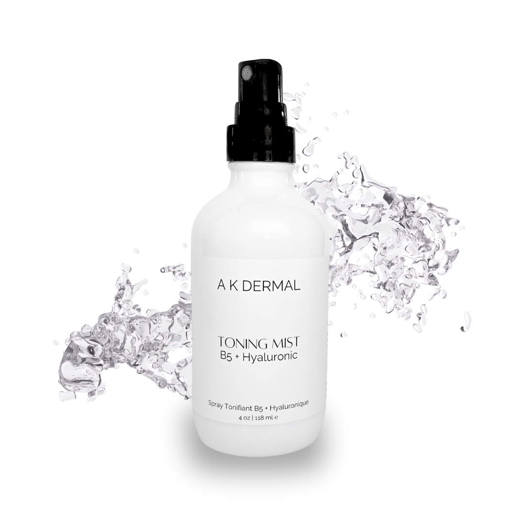 Rose Water, Hyaluronic Acid & panthenol B5 toner mist spray.